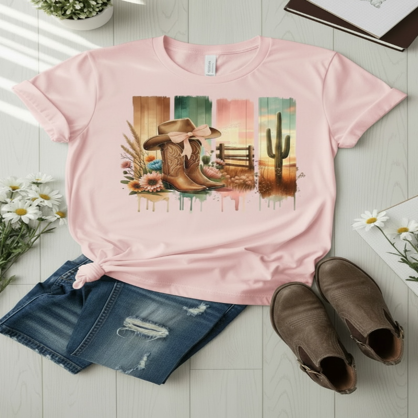 Watercolor Cactus Western Tee