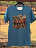 Running Horses Graphic Tee – Deep Teal | Wholesale Western Tee