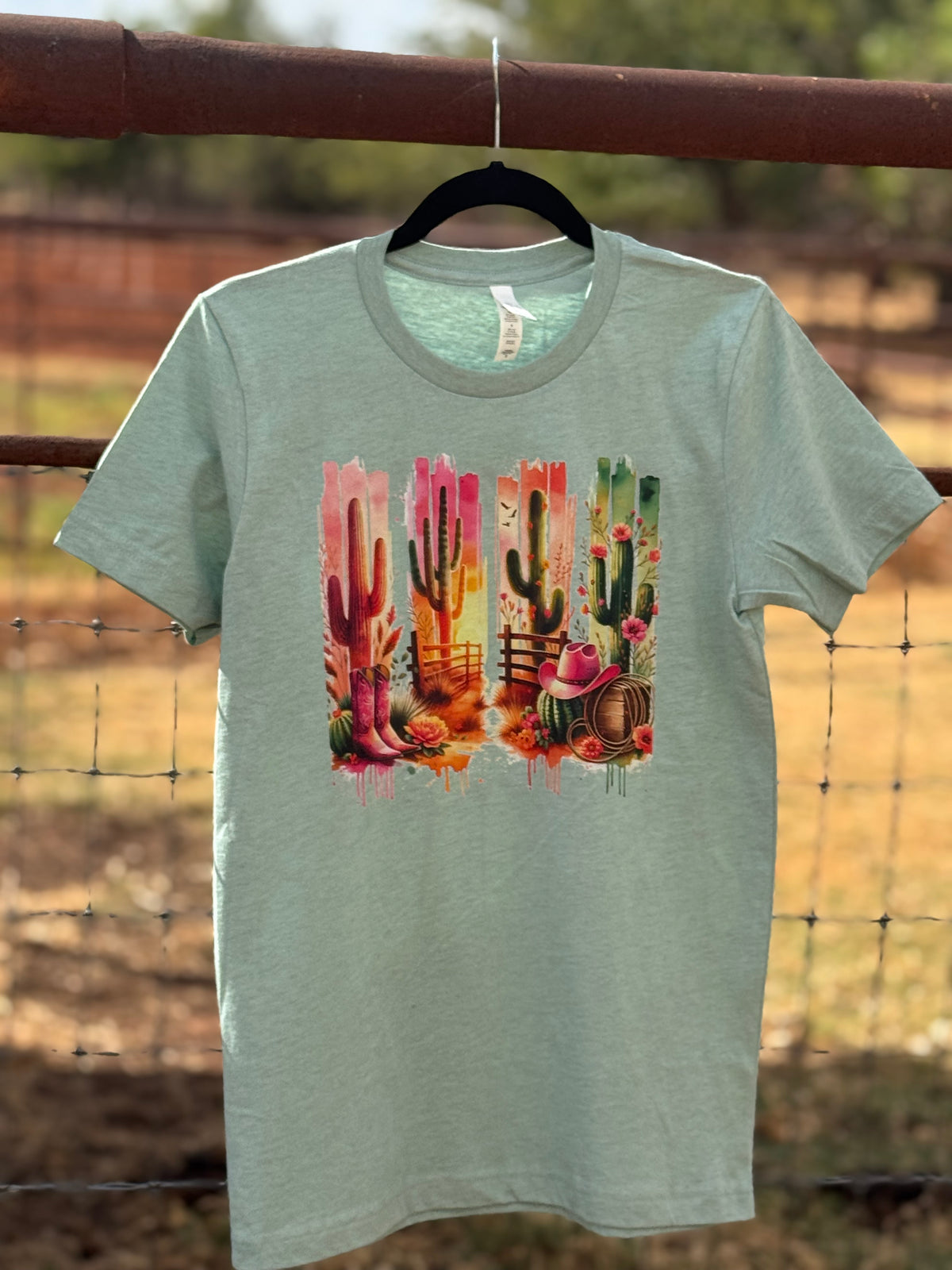 Desert Cactus Western Graphic Tee – Heather Dusty Sage | Wholesale