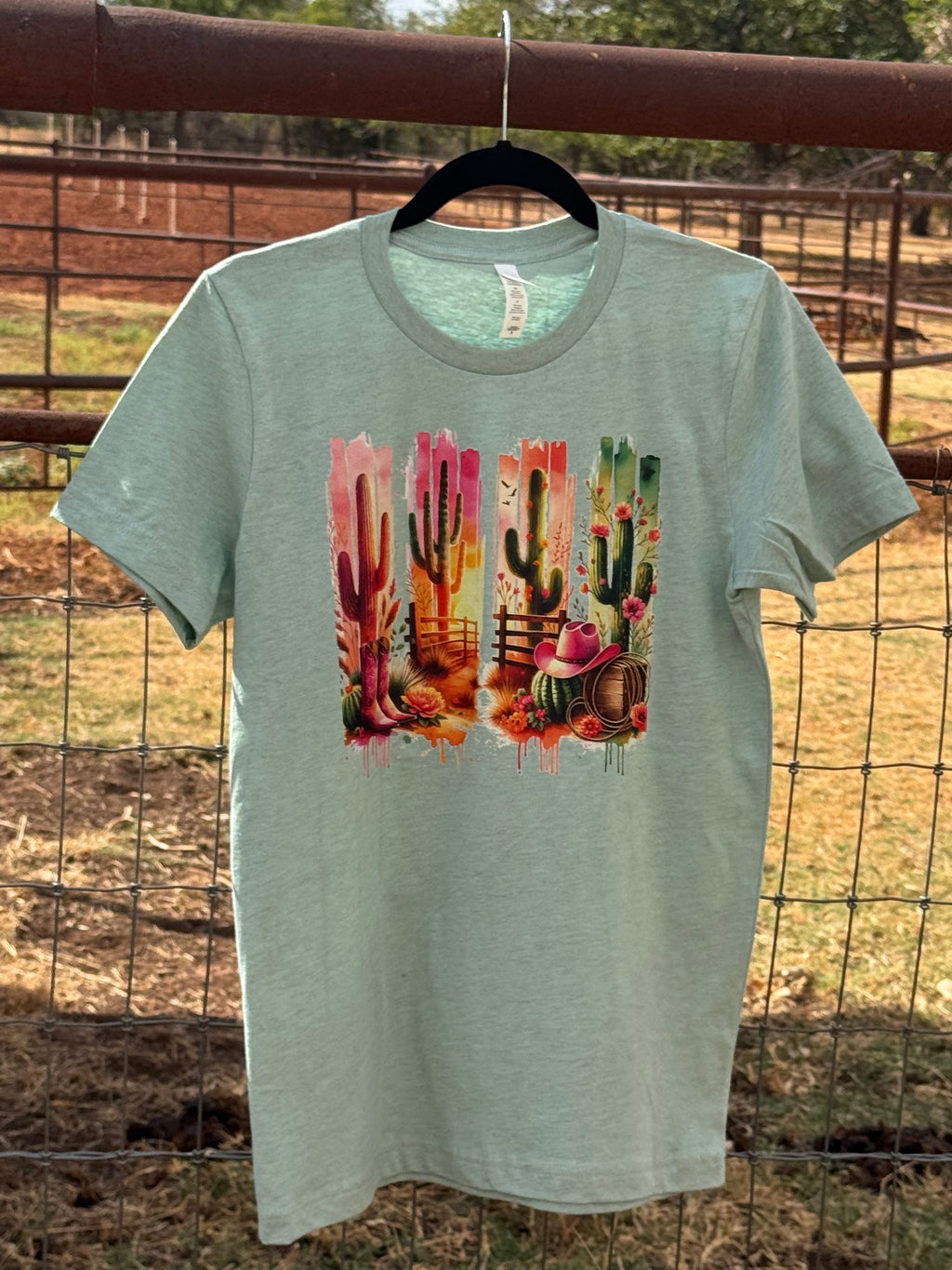 Desert Cactus Western Graphic Tee – Heather Dusty Sage | Wholesale