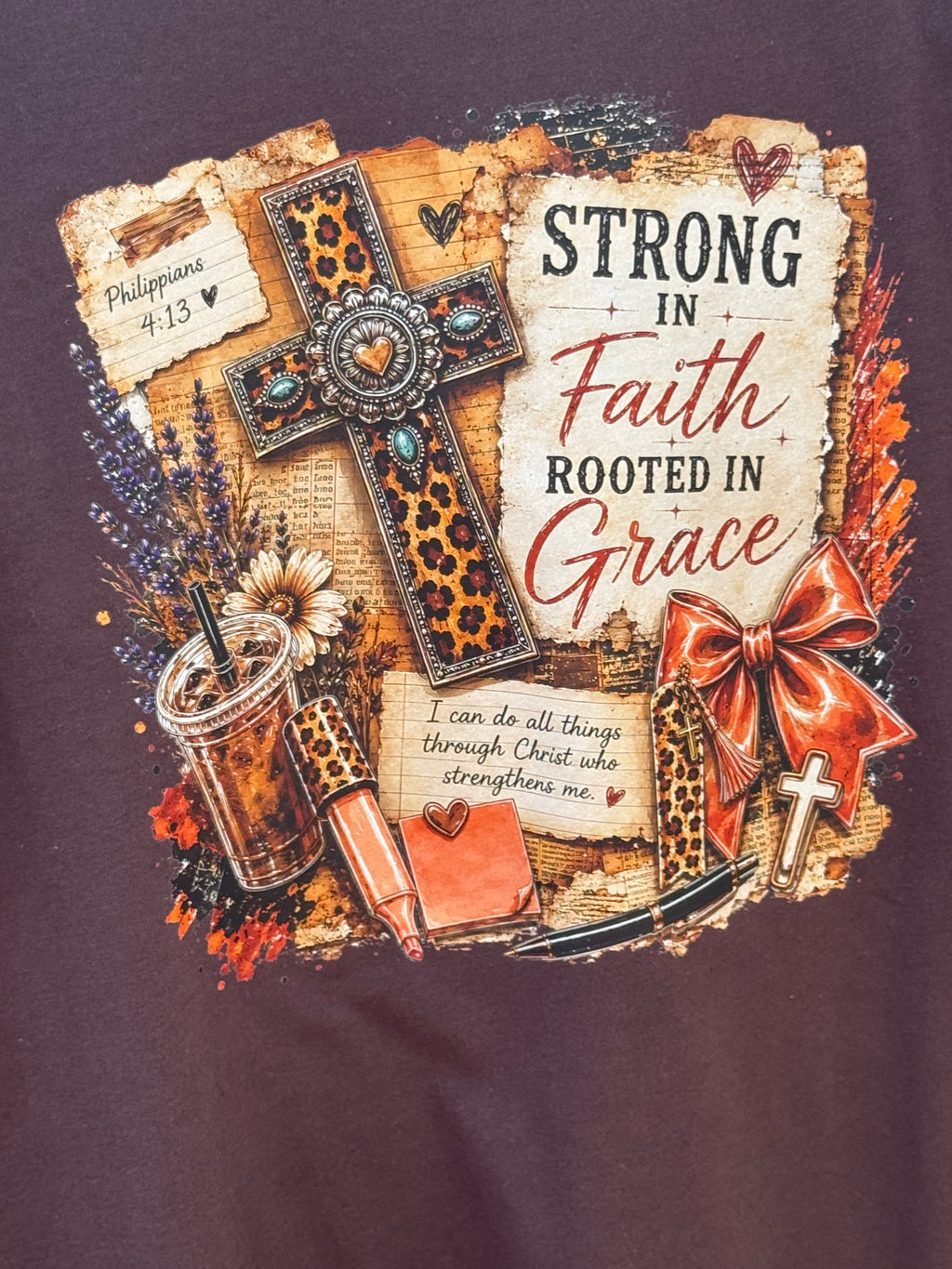 Strong in Faith Rooted in Grace Christian Graphic Tee | Wholesale