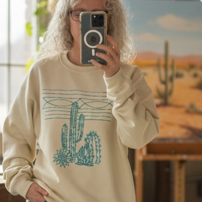 Western Bootstitch with Cactus Sweatshirt