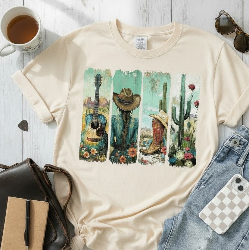 Guitar Boots and Cactus Tee