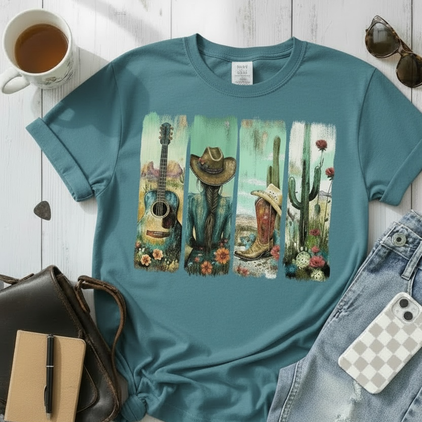 Guitar Boots and Cactus Tee