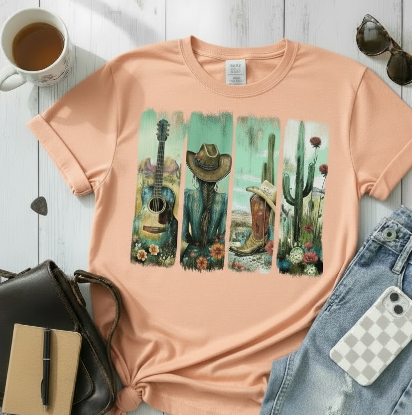Guitar Boots and Cactus Tee